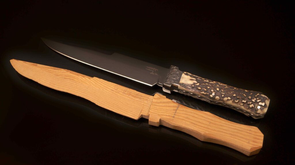 Hibben With Jeff Flannery Engraved Hilt & Signed Original Wood Design Form