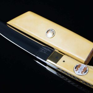 Gil Hibben Tanto with Micarta Handle and Sheath: Koi Emblem
