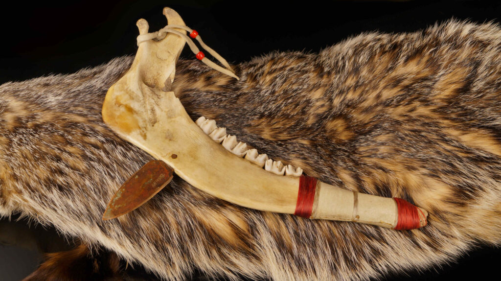 White Tail Deer-Jaw Bone War Club, with Copper Point