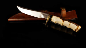 Vintage Ralph Bone Custom Hunting Knife Stag Handle