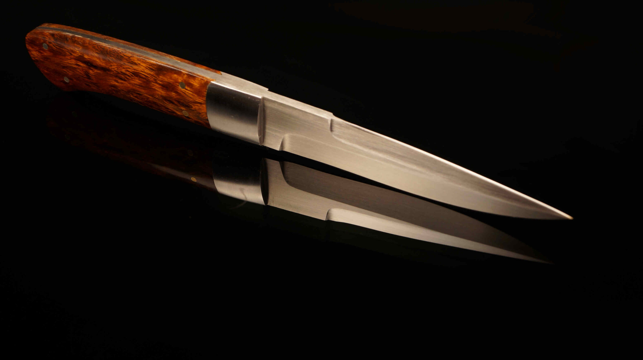 Vintage Tommy Lee Custom Fixed-Blade Boot Knife - Burl Wood & Sheath - Image 4