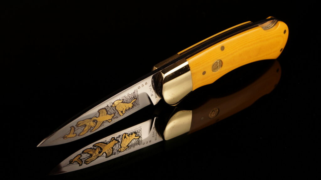 Vintage Puma 715 Aurum Etch Lockback Knife - Rare Serial 038 - Solingen Germany