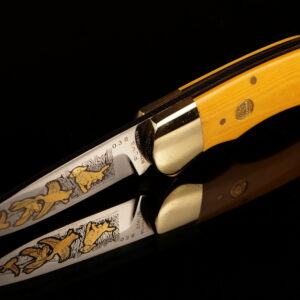 Vintage Puma 715 Aurum Etch Lockback Knife - Rare Serial 038 - Solingen Germany