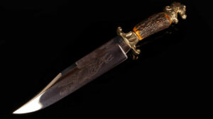Rare George Wostenholm I*XL Sheffield Limited Edition Bowie Knife – 96/100, Stag & Horse Head Handle