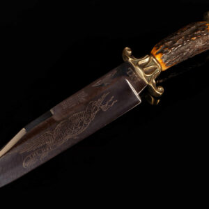 Rare George Wostenholm I*XL Sheffield Limited Edition Bowie Knife – 96/100, Stag & Horse Head Handle